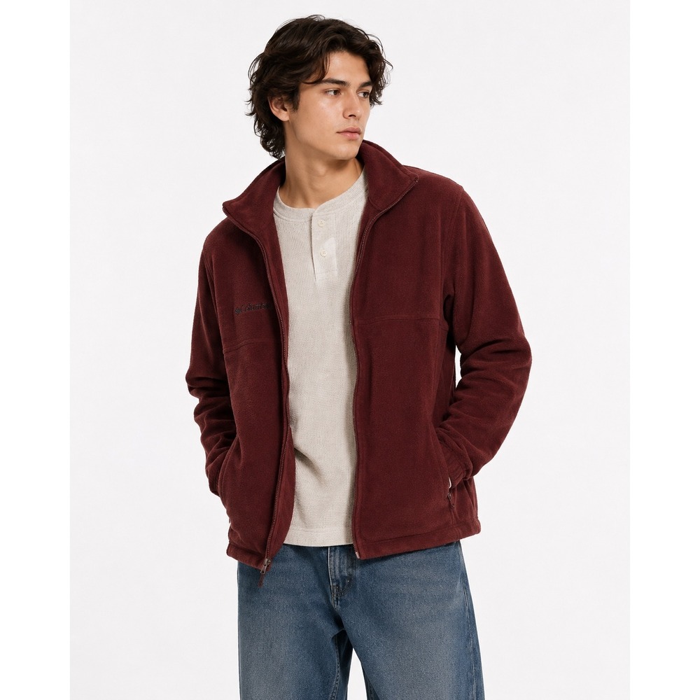 Columbia Fleece Jacket Mens Small Red Full Zip Soft Warm Outdoor Gorpcore Hiking